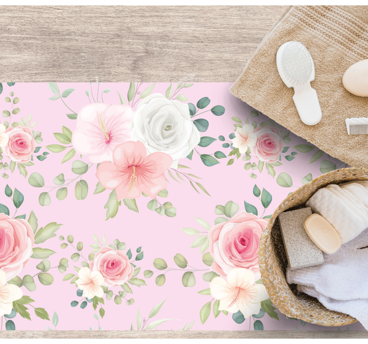 Graceful blossom floral vinyl rug - TenStickers