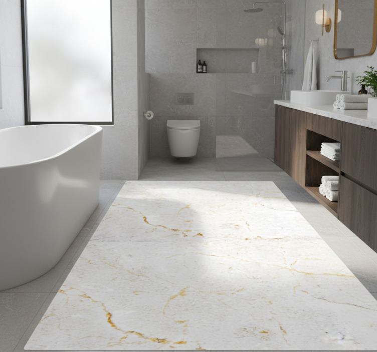 Gray and gold marble bathroom vinyl rug - TenStickers