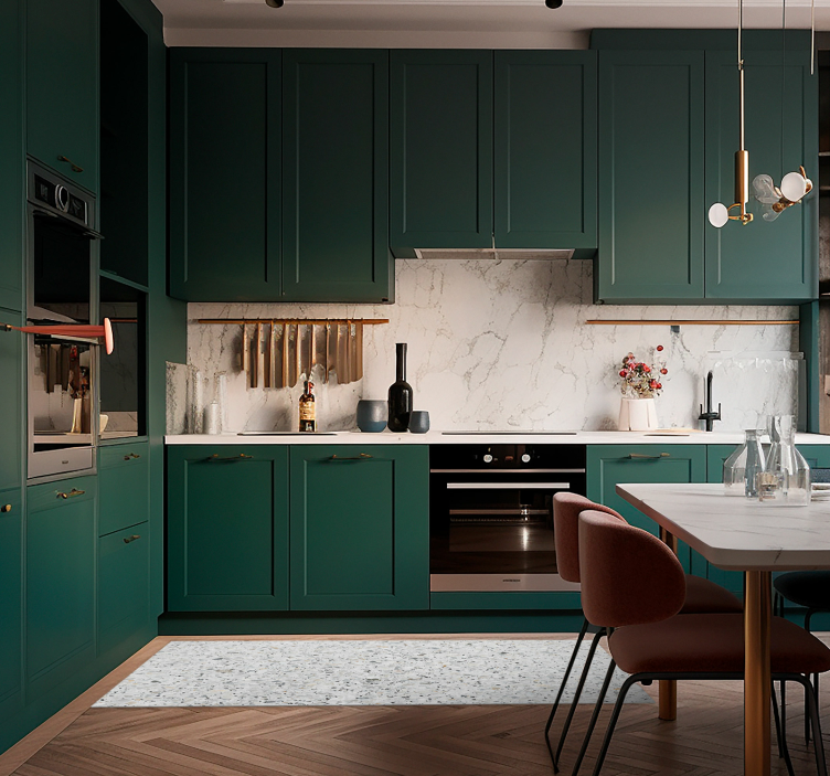 Grey terrazzo texture kitchen vinyl rug - TenStickers