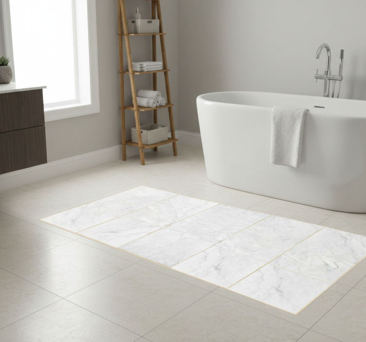 Gray tones gold marble bathroom vinyl rug - TenStickers