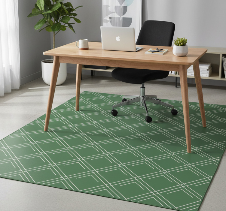 Green elegant squares office vinyl rug - TenStickers
