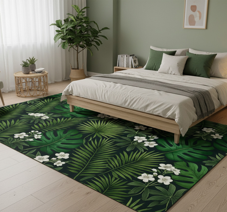 Green exotic nature bedroom vinyl rug - TenStickers