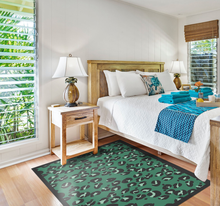 Green Leopard Pattern animal print vinyl rug - TenStickers