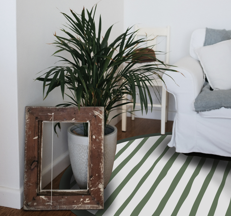 Green Striped Arrangement circular vinyl rug - TenStickers