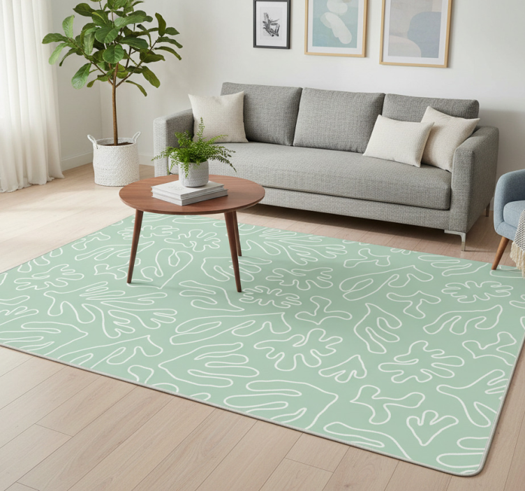 Green think seaweed floral vinyl rug - TenStickers