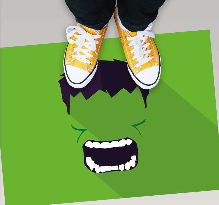 Green superhero vinyl rug for kids - TenStickers