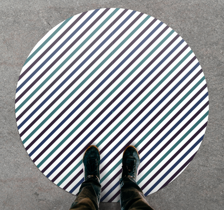 Grey and green striped vinyl rug - TenStickers