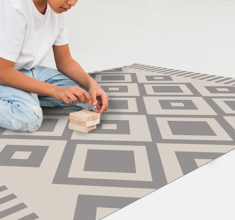 Grey elegant shapes geometric vinyl rug - TenStickers