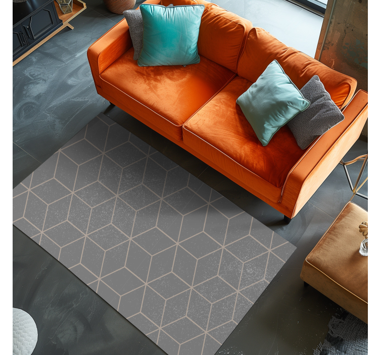 Grey Hexagon Geometric Rug - TenStickers