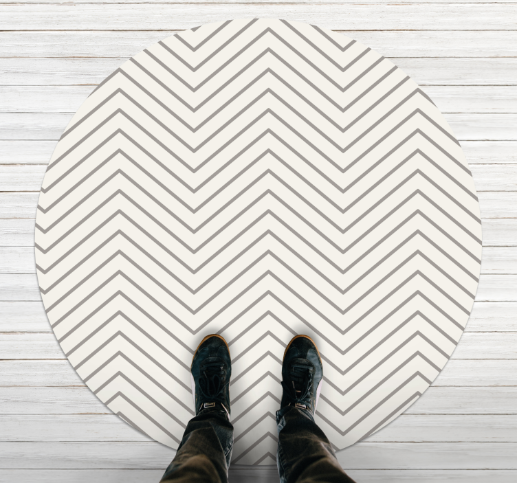 Grey lines vintage dining room vinyl rug - TenStickers