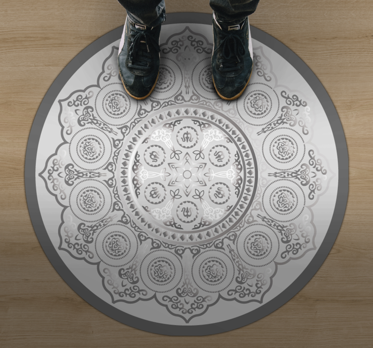 Grey mandala pattern mandala vinyl rug - TenStickers