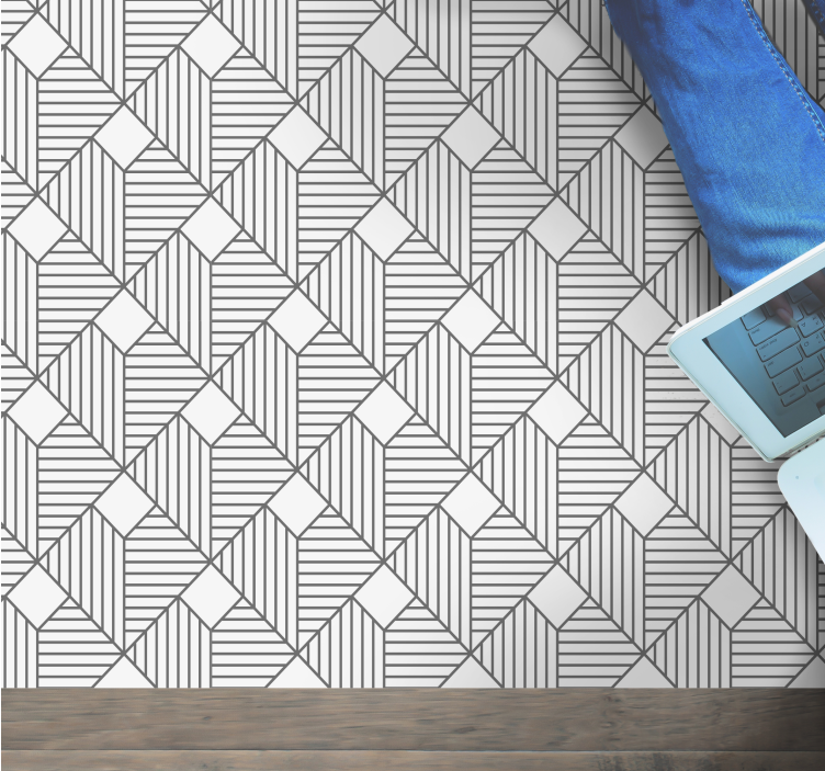 Grey patterned style geometric vinyl rug - TenStickers