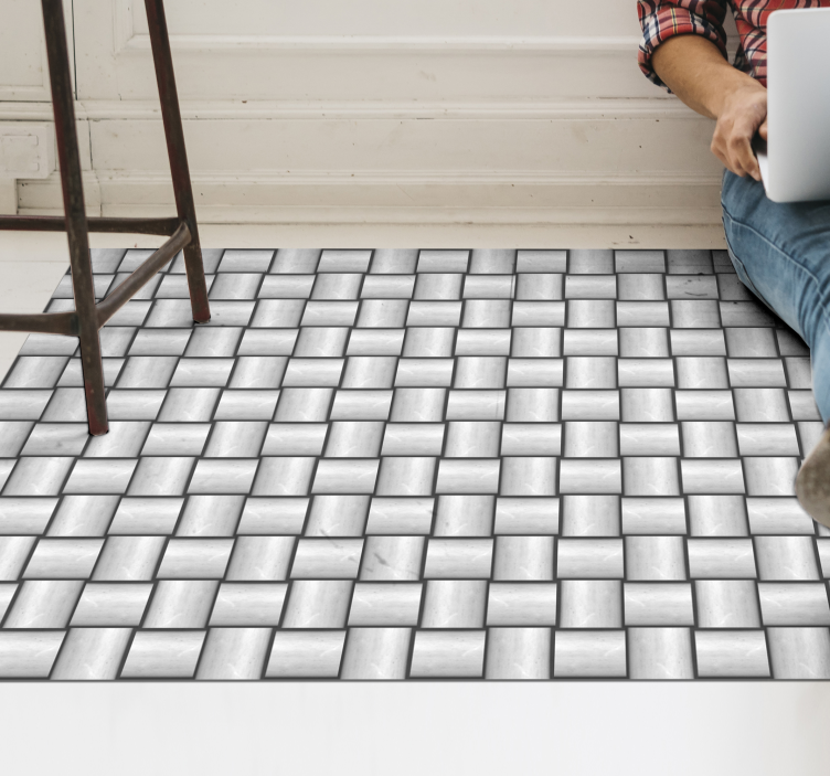 Grey squares motif marble vinyl rug - TenStickers