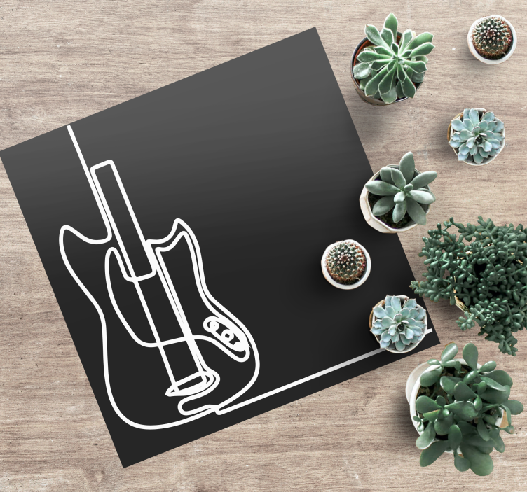 Guitar Outline Art teen vinyl rug - TenStickers