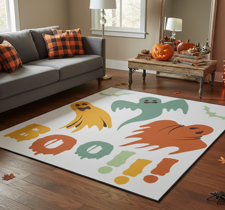 Halloween vinyl rug boo ghost design - TenStickers