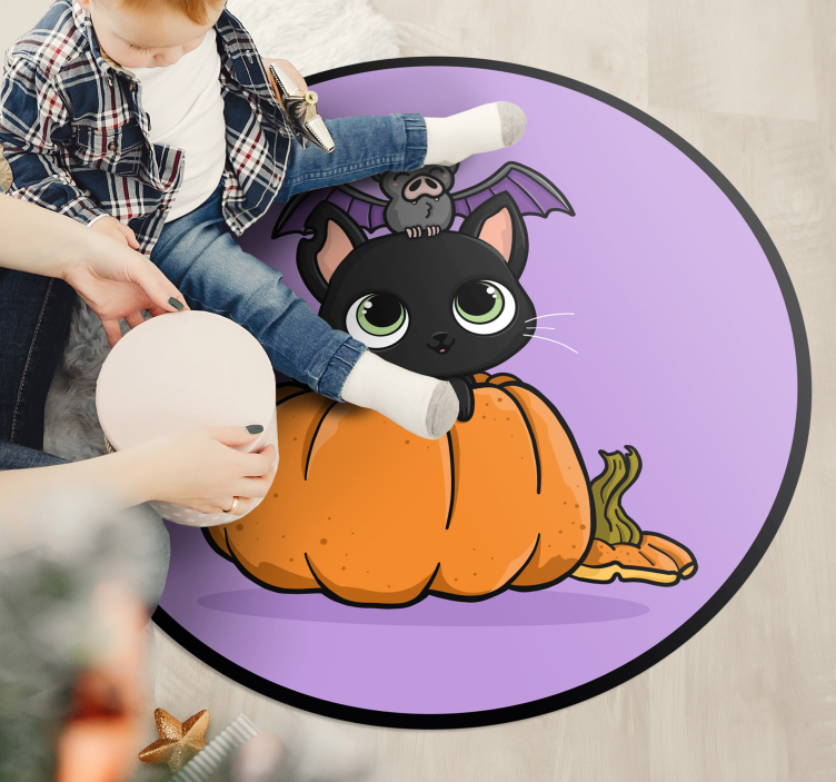 Halloween vinyl rug halloween bat cat - TenStickers