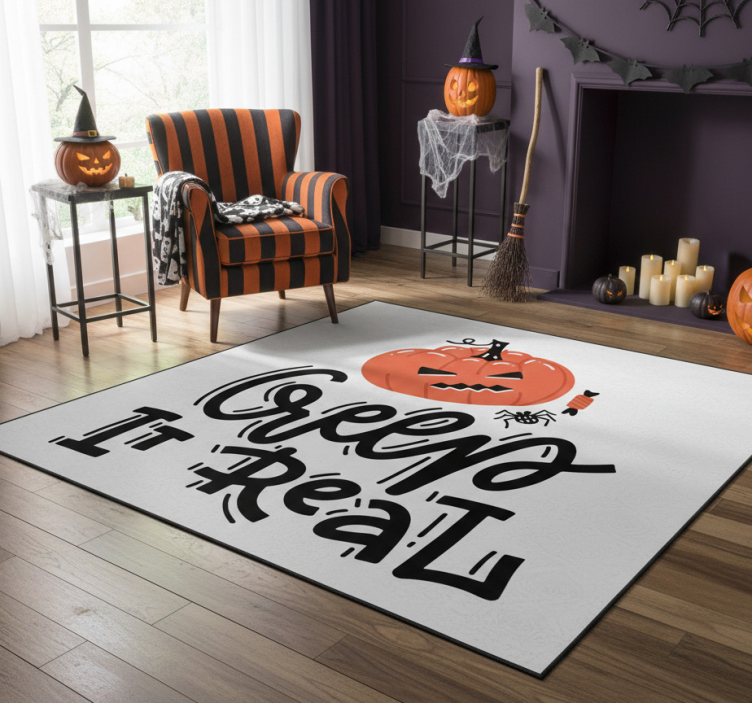 Halloween vinyl rug with spooky pumpkin design - TenStickers