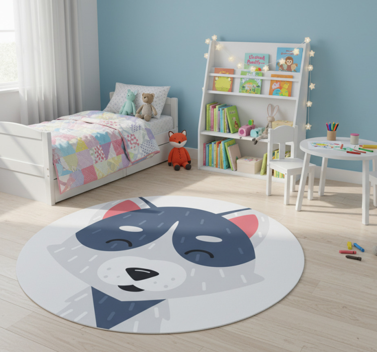 Happy animal face animal vinyl rug - TenStickers