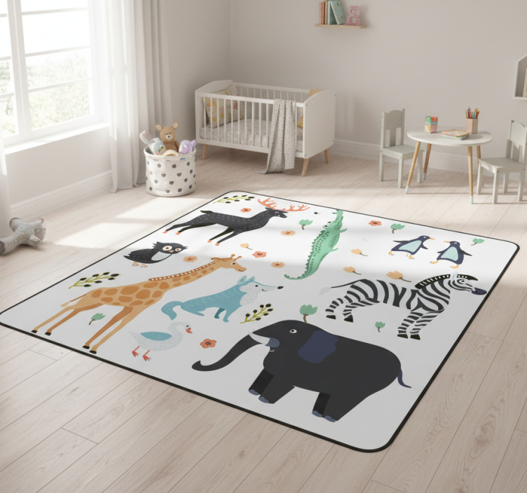 Happy animals in a park animal vinyl rug - TenStickers