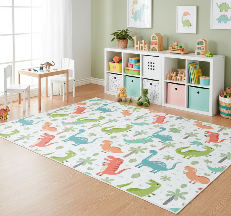 Happy dinosaur animal vinyl rug - TenStickers