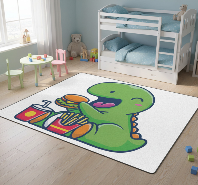 Happy green dinosaur animal vinyl rug - TenStickers