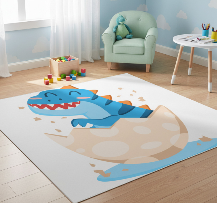 Happy hatchling dinosaur animal vinyl rug - TenStickers