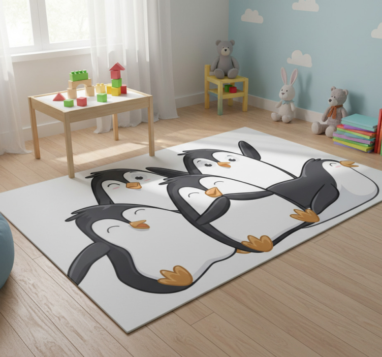 Happy penguin family animal vinyl rug - TenStickers