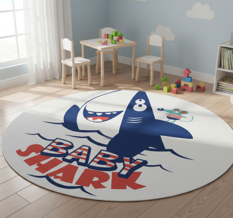 Happy shark character animal vinyl rug - TenStickers