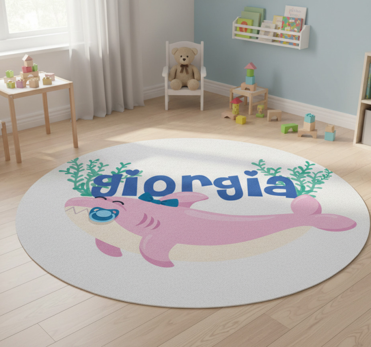 Happy shark design animal vinyl rug - TenStickers