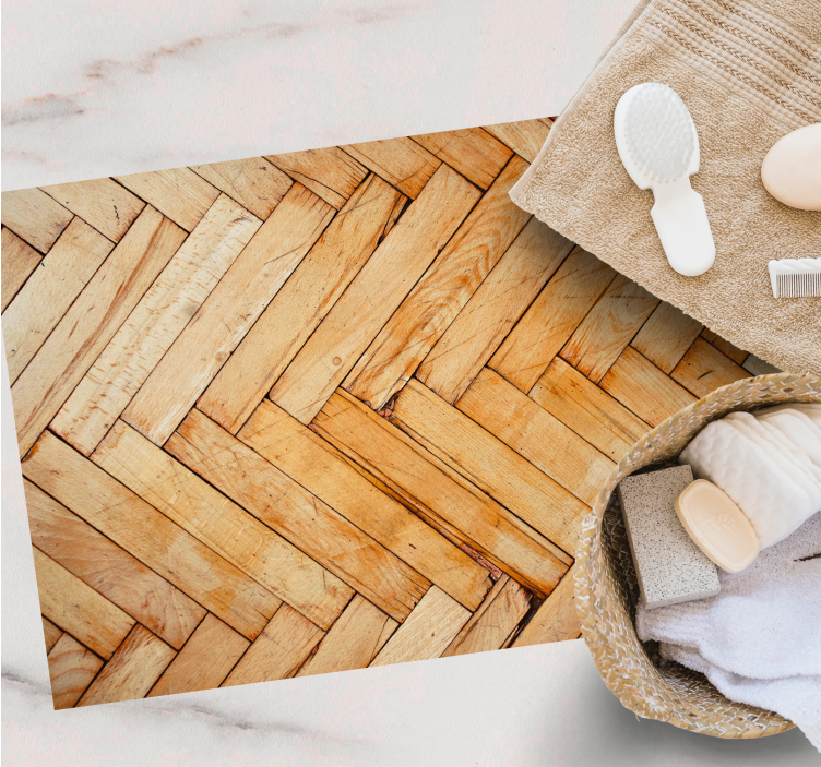 Herringbone Pattern wood effect vinyl rug - TenStickers