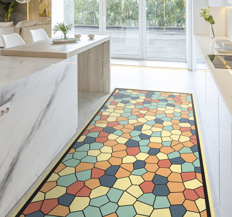Hexagon Pattern geometric vinyl rug - TenStickers