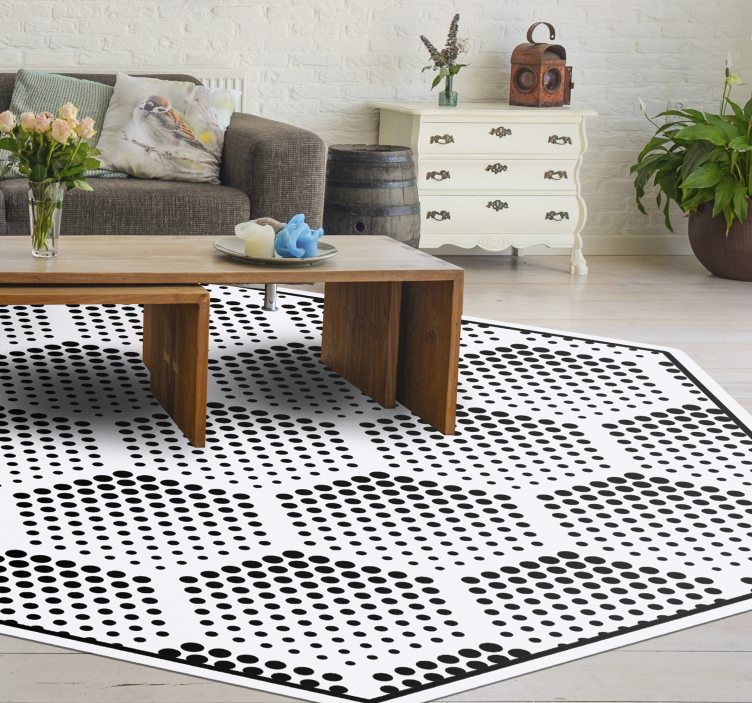 Hexagonal Dots Pattern geometric vinyl rug - TenStickers