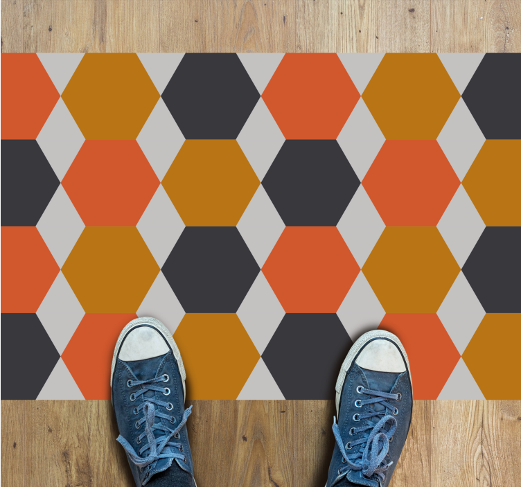 Hexagonal pattern geometric vinyl rug - TenStickers