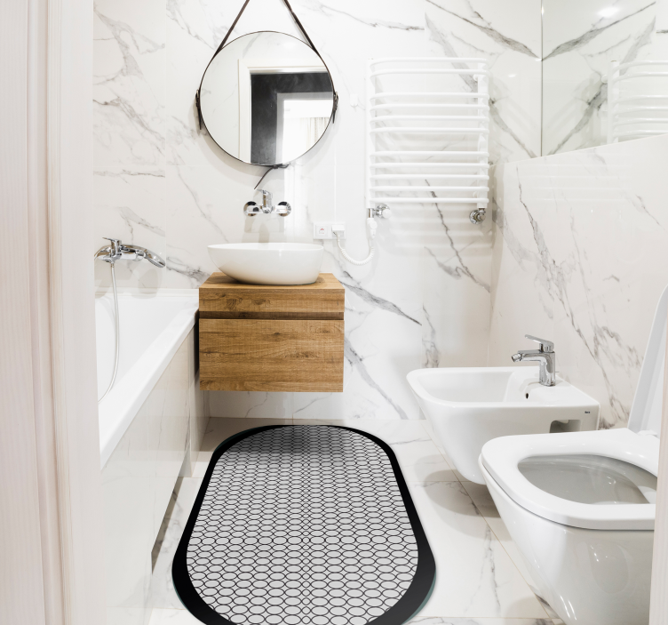 Honeycomb design bathroom vinyl rug - TenStickers