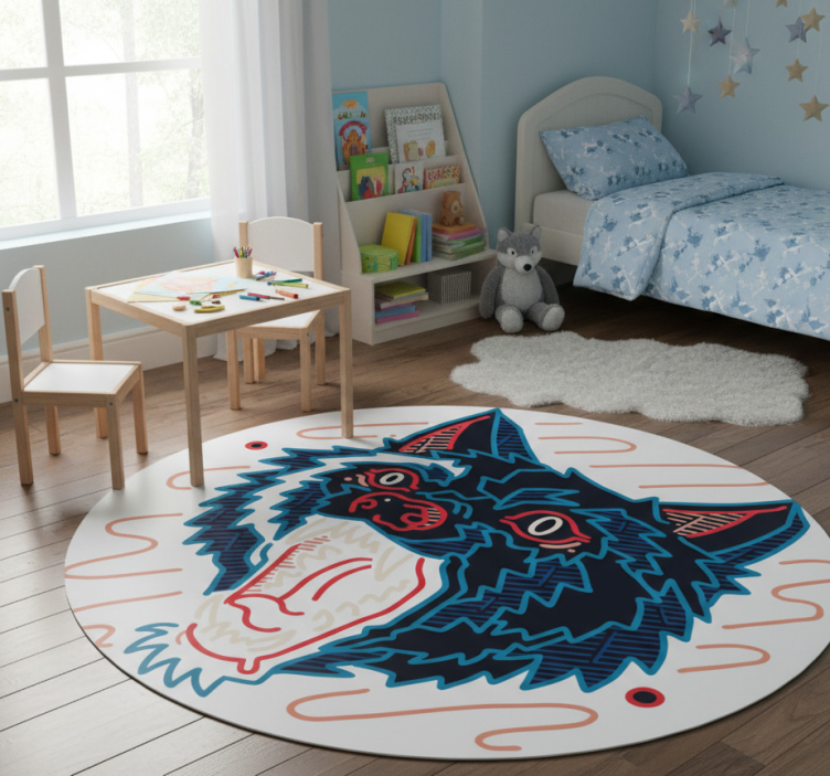 Howling wolf graphic animal vinyl rug - TenStickers