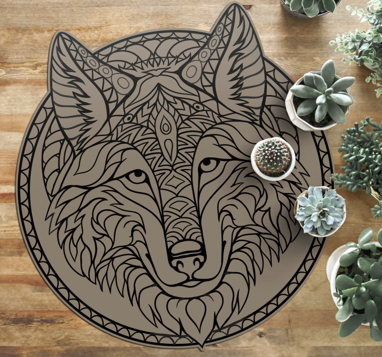 Brown wolf design animal vinyl rug - TenStickers