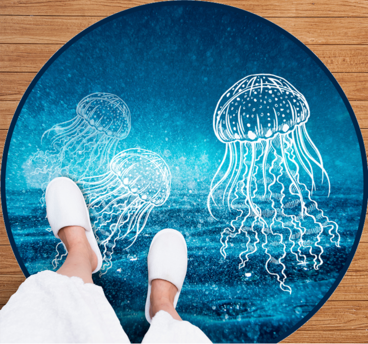 Jellyfish Ocean Scene Animal Mat - TenStickers