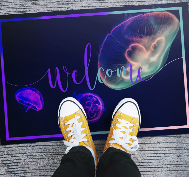Jellyfish Welcome animal vinyl rug - TenStickers