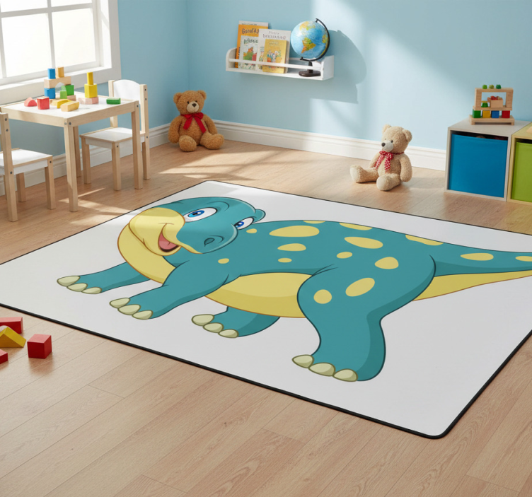 Joyful animated dinosaur animal vinyl rug - TenStickers