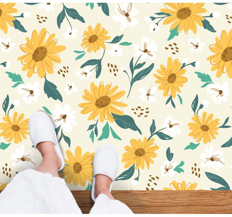 Joyful Botanical Motif floral vinyl rug - TenStickers