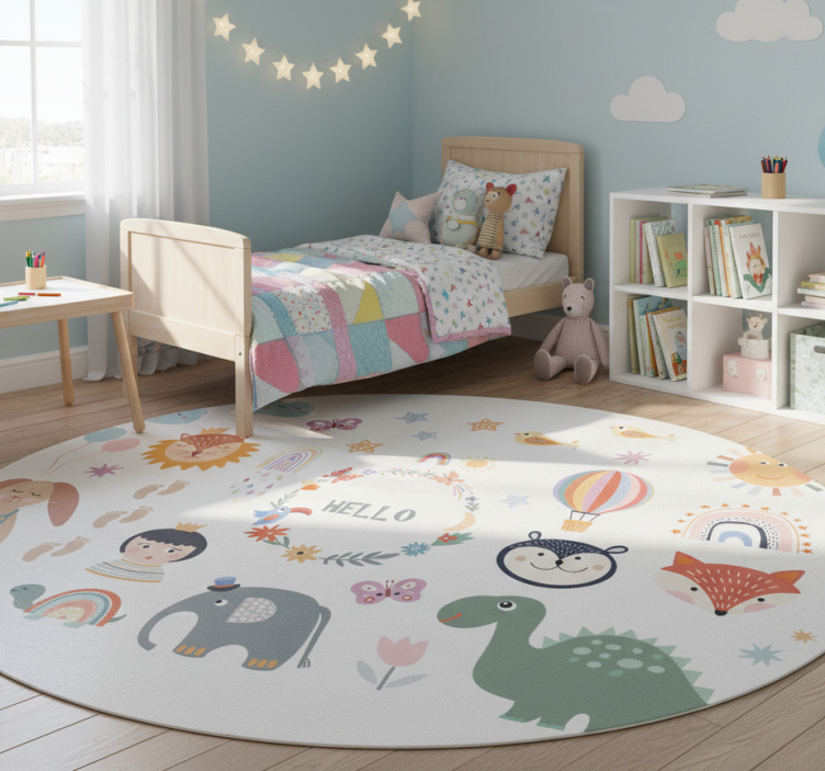 Kids floral animal vinyl rug - TenStickers