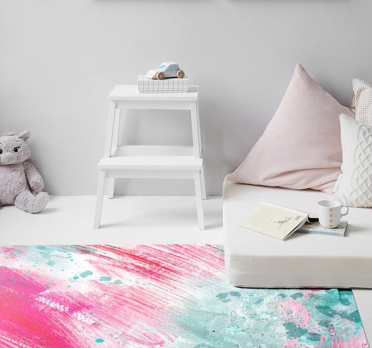 Kids vinyl rug abstract pink splash - TenStickers