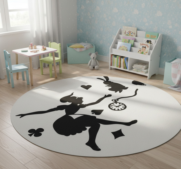 Kids vinyl rug alice and the white rabbit - TenStickers
