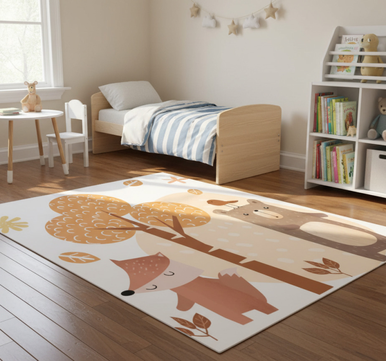 Kids vinyl rug animals and tree - TenStickers