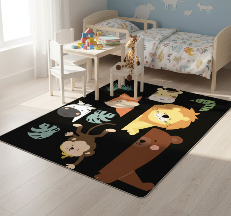 Kids vinyl rug animals at the door - TenStickers