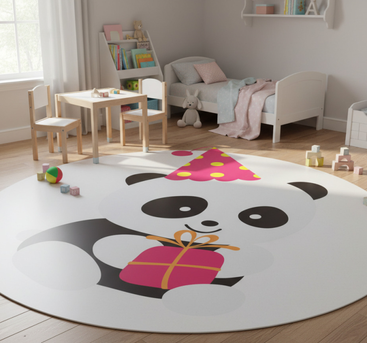 Kids vinyl rug baby panda with gift - TenStickers