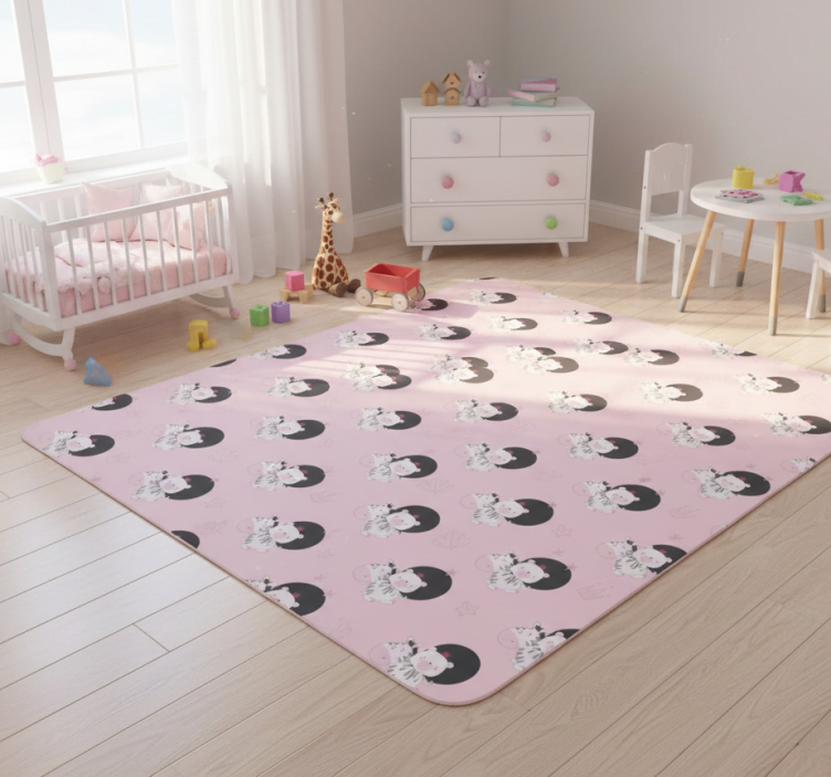 Kids vinyl rug baby zebra and bear decor - TenStickers