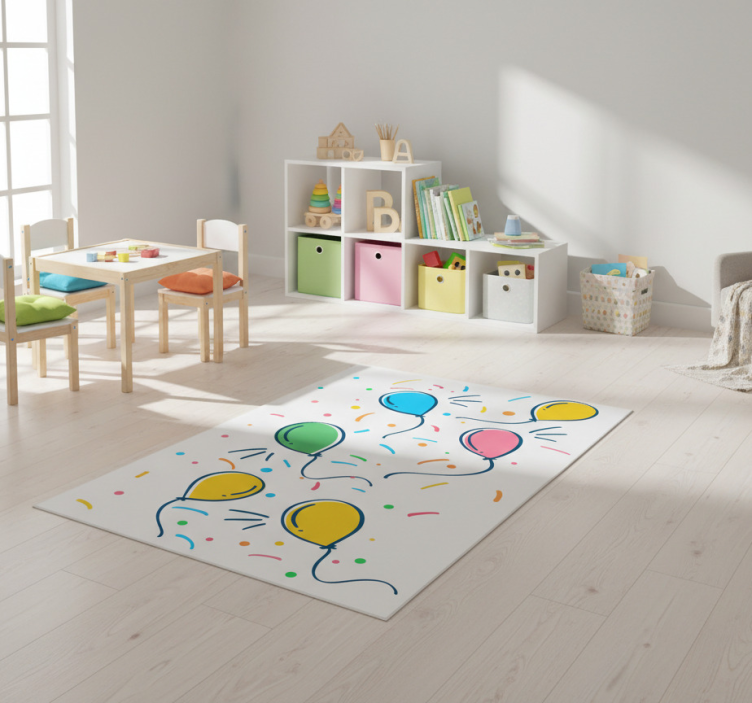 Kids vinyl rug balloon with confetti design - TenStickers