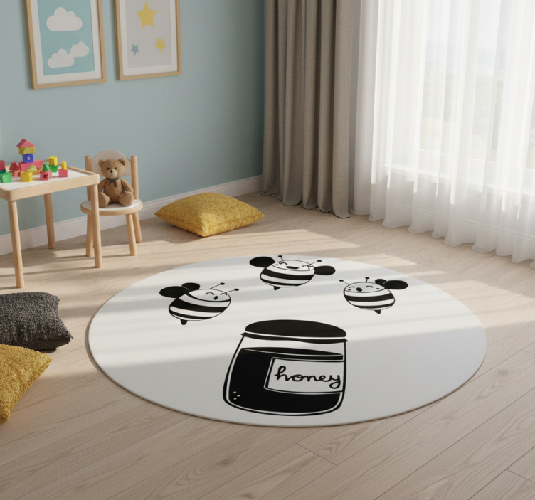 Kids vinyl rug with honey and bees design - TenStickers