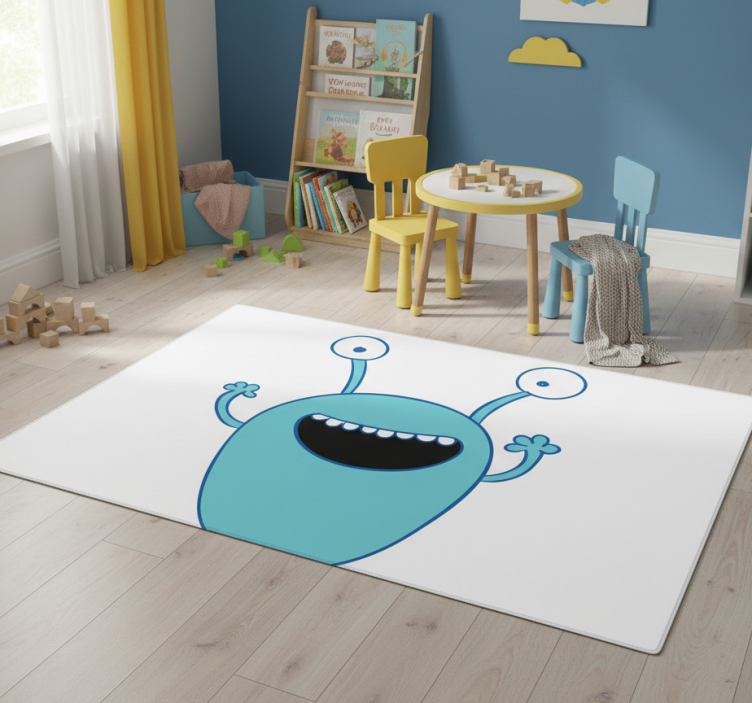 Kids vinyl rug blue monster closet sticker - TenStickers